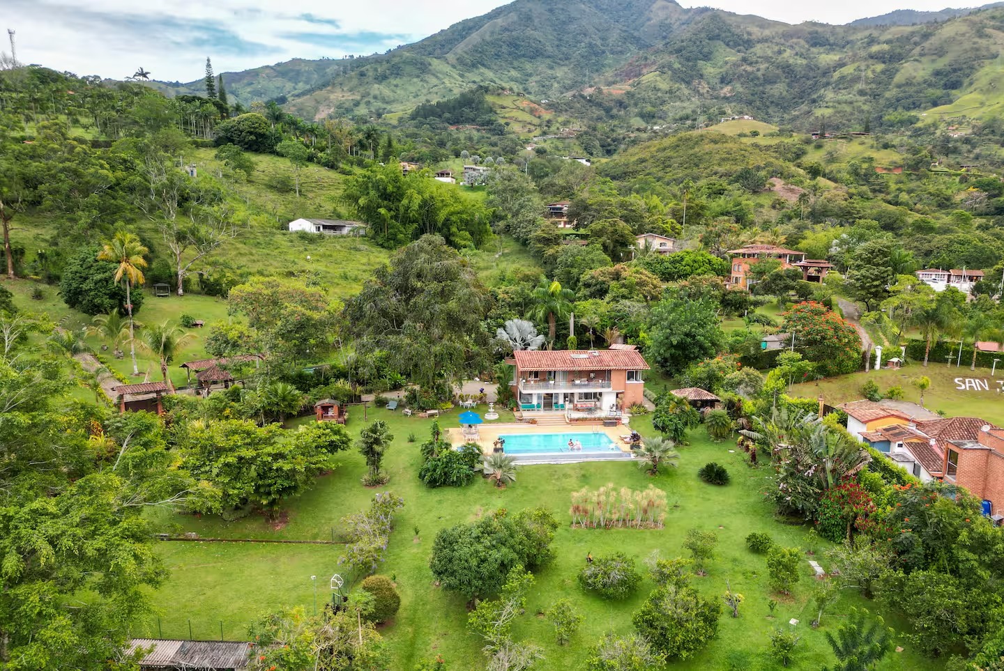 Aerial view of the retreat property surrounded by nature
